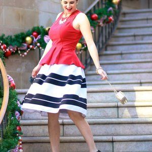 Red Peplum Top with Lace Detailing